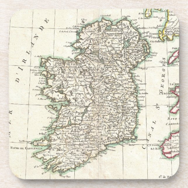 Dessous-de-verre Carte vintage de l'Irlande (1771) (Devant)
