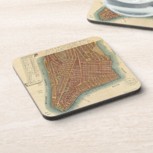 Dessous-de-verre Carte vintage de New York City inférieur (1807)