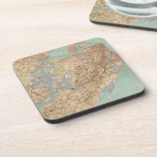 Dessous-de-verre Carte vintage de Staten Island (1891)