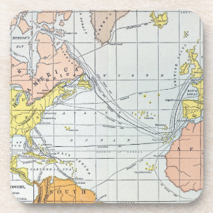 DESSOUS-DE-VERRE CARTE : VOYAGES ATLANTIQUES