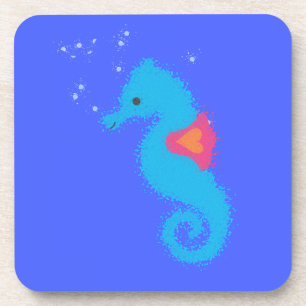 Dessous-de-verre Carton bleu Seahorse