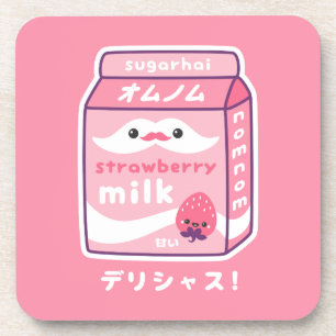 Dessous-de-verre Carton mignon de lait de fraise