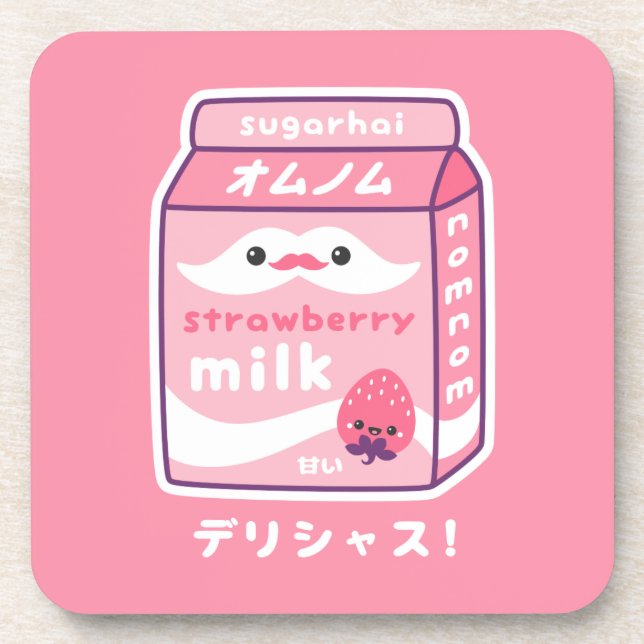 Dessous-de-verre Carton mignon de lait de fraise (Devant)
