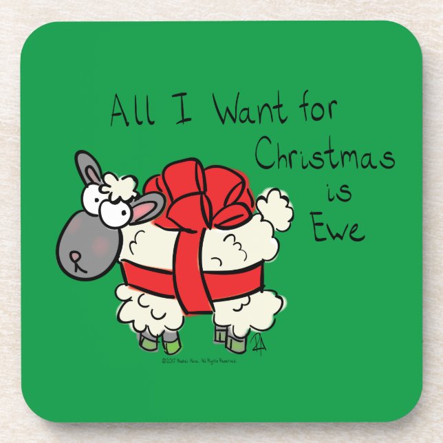 Dessous-de-verre Cartoon mignon mouton de Noël (Devant)