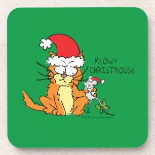 Dessous-de-verre Cat Christmas Drôle Cartoon Mouse mignonne