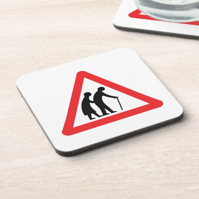 Dessous-de-verre CAUTION Personnes ÂGÉES - VOYAGE UK (Côté gauche)