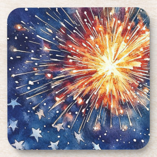 Dessous-de-verre Célébration de l'Amérique. Étoiles et feux d'artif
