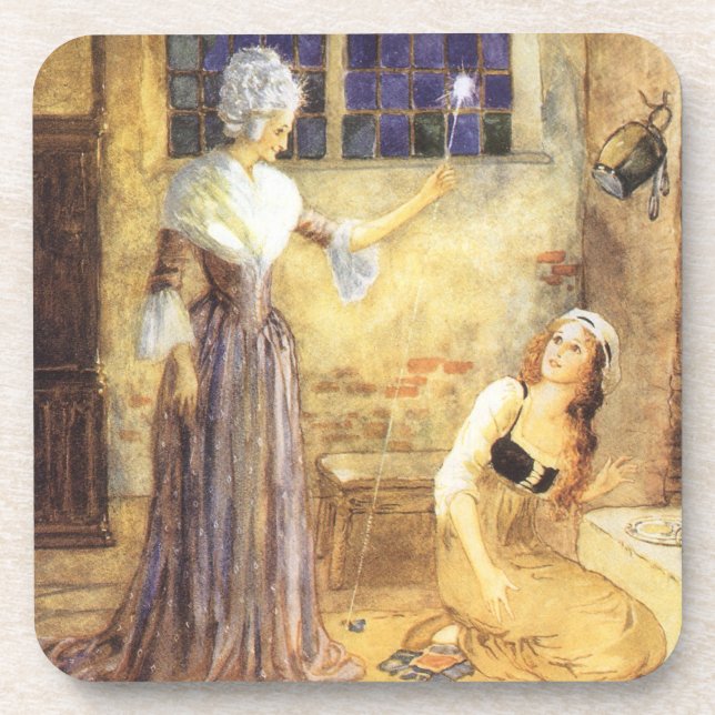 Dessous-de-verre Cendrillon de conte de fée vintage avec Fairy Gomè (Devant)