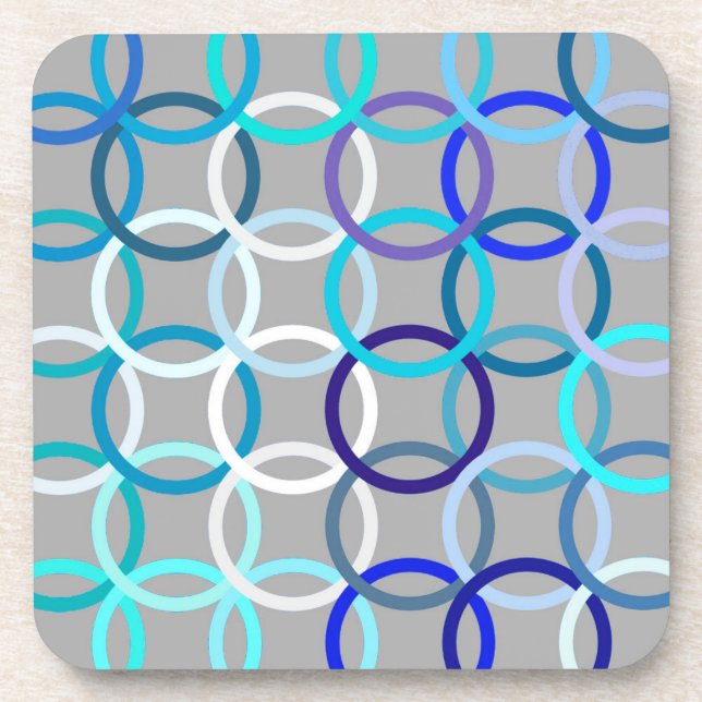 Dessous-de-verre Cercles, gris, bleu et blanc modernes de la moitié (Devant)