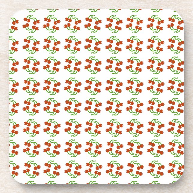 Dessous-de-verre Cerises rouges mignonnes sur le design Motif Kitsc (Devant)