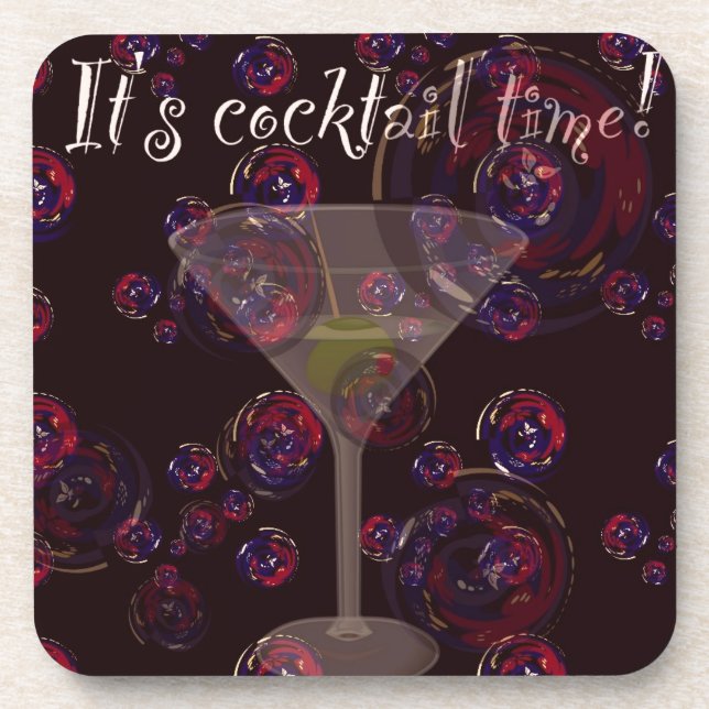 Dessous-de-verre C'est l'heure du cocktail, amusant martini bulles  (Devant)