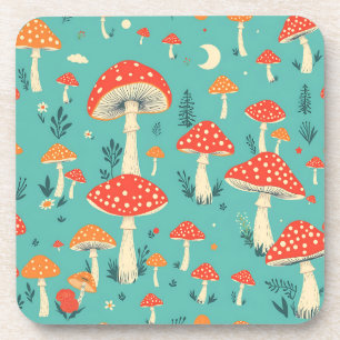 Dessous-de-verre Champignons rétro aux couleurs Vintages