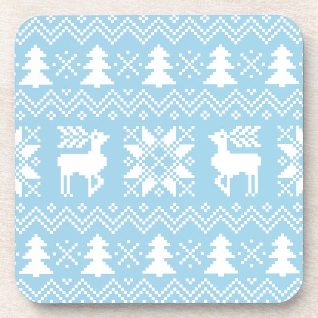 Dessous-de-verre Chandail de Noël bleu élégant Motif d'hiver (Devant)