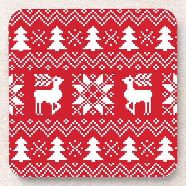 Dessous-de-verre Chandail de Noël rouge élégant Motif d'hiver (Devant)