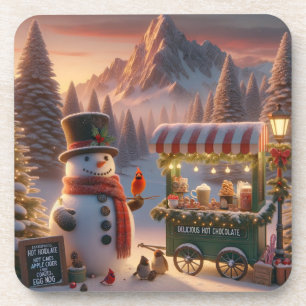 Dessous-de-verre Chariot de Chocolat Chaud du Bonhomme de Neige de 