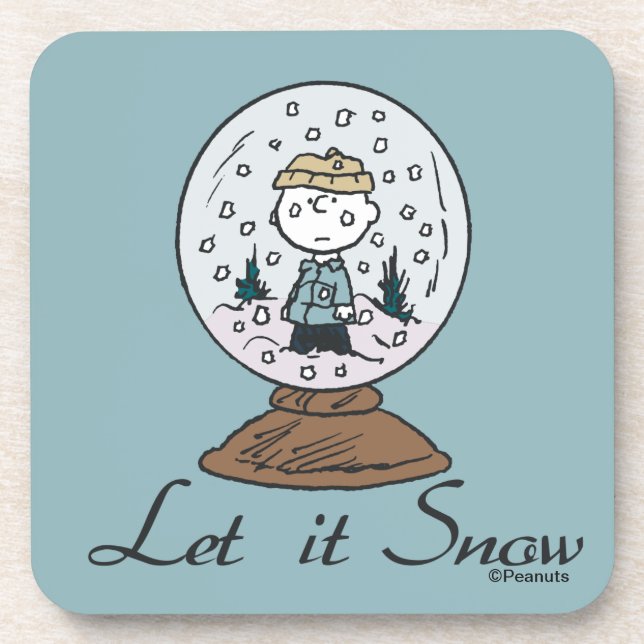 Dessous-de-verre Charlie Brown Snow Globe Graphisme - Let It Snow (Devant)