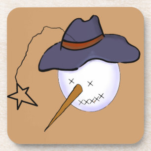 Dessous-de-verre Charmant bonhomme de neige primitif de Noël