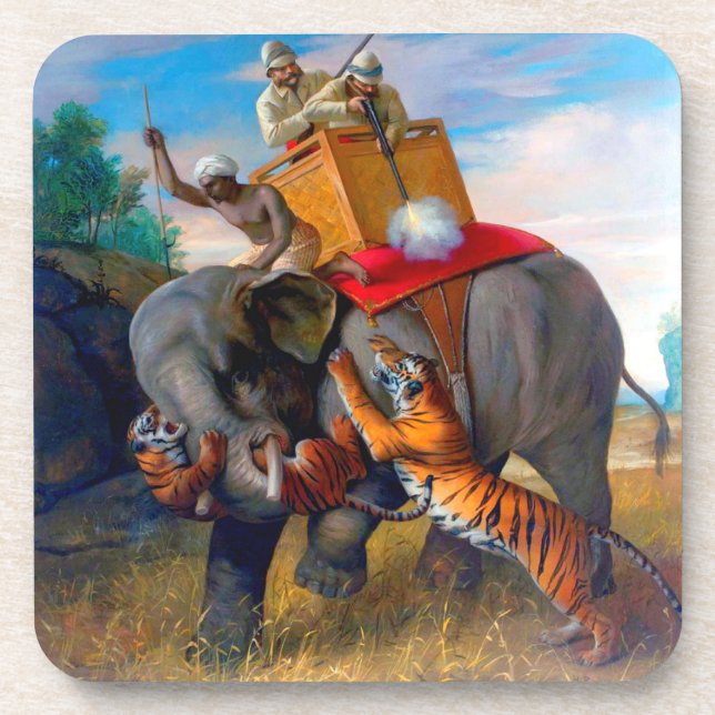 Dessous-de-verre Chasse au tigre Briton Rivière 1920 (Devant)