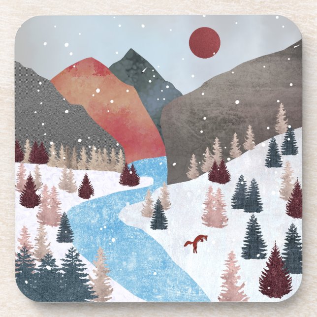 Dessous-de-verre Chasse hivernale Fox (Devant)