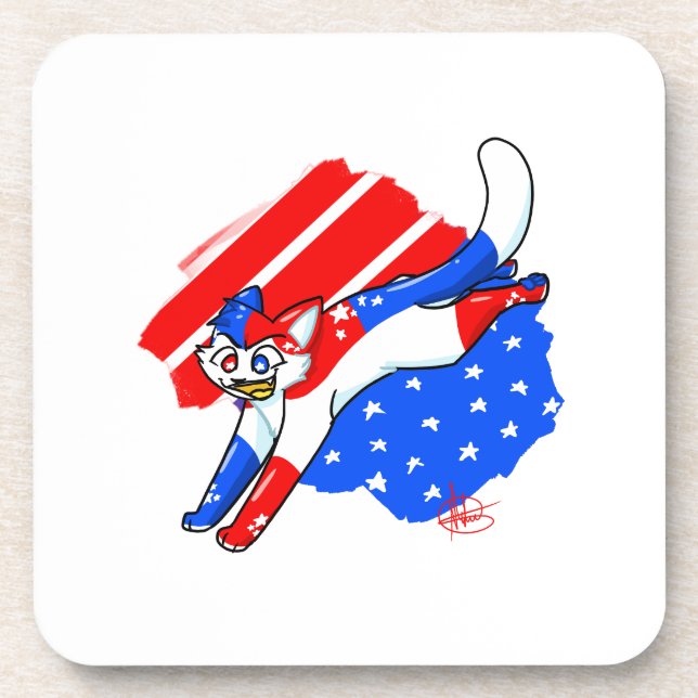 Dessous-de-verre Chat 4 juillet patriotique (Devant)