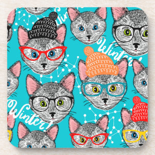 Dessous-de-verre Chat dans le casquette