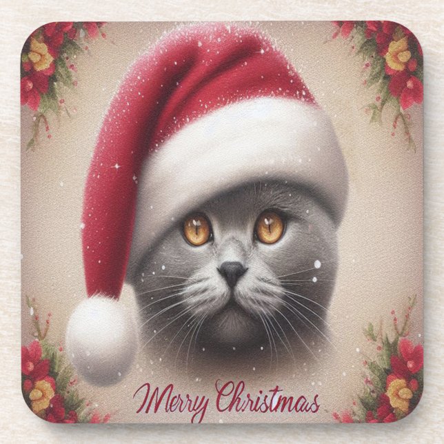 Dessous-de-verre Chat de Noël Bombay, Joyeux Noël Bombay Kitten (Devant)