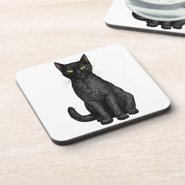 Dessous-de-verre chat noir (Côté gauche)