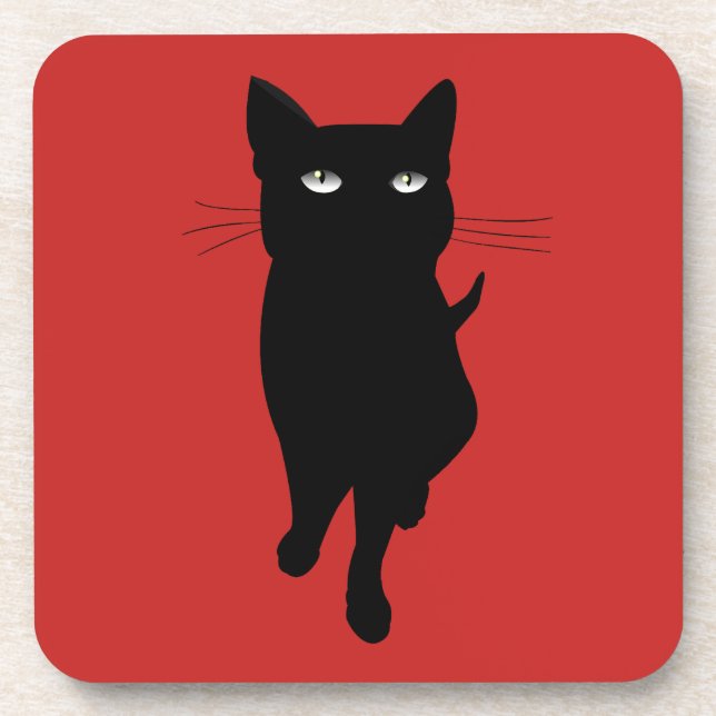 Dessous-de-verre Chat noir félin mignon (Devant)