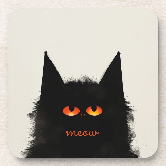Dessous-de-verre Chat noir grumeux (Devant)