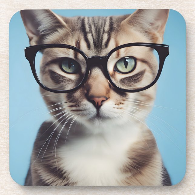 Dessous-de-verre Chat Portant des lunettes (Devant)