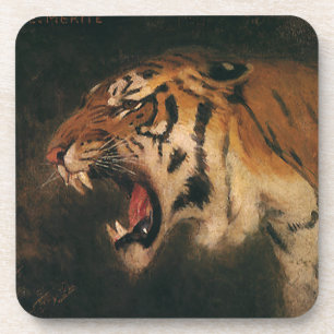 Dessous-de-verre Chat vintage de tigre de Bengale grand hurlant,