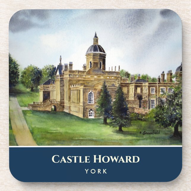 Dessous-de-verre Château Howard York Angleterre aquarelle peinture (Devant)
