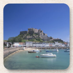 Dessous-de-verre Château Mont Orgueil et port, Gorey, Jersey