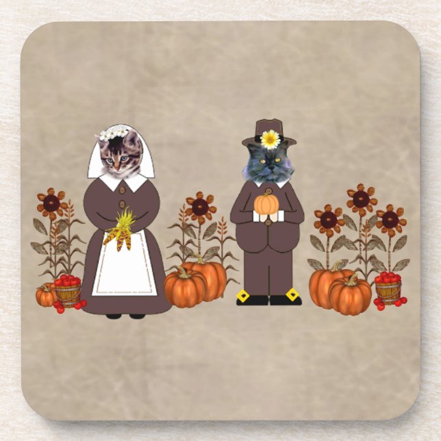 Dessous-de-verre Chats de thanksgiving (Devant)