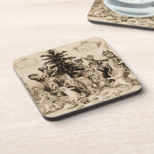 Dessous-de-verre Chats décorant l'arbre de Noël par Louis Wain