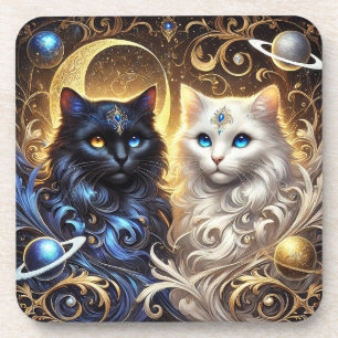 Dessous-de-verre Chats noirs et blancs majestueux