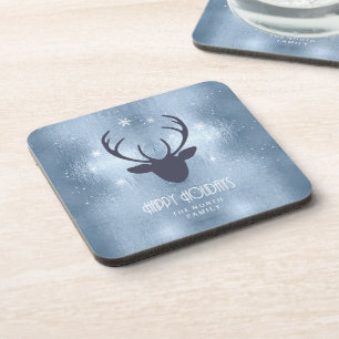 Dessous-de-verre Chauffeurs de cerfs Silhouette & Snowflakes Blue I