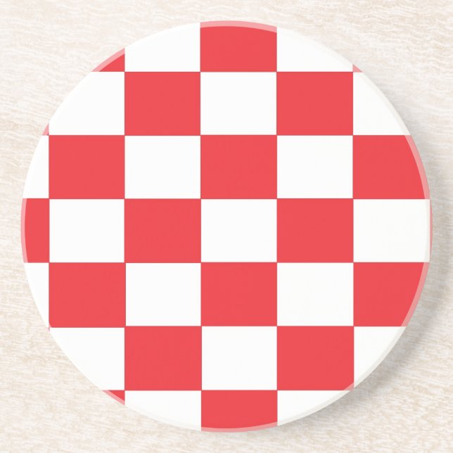 Dessous de verre Checkered rouges et blancs (Devant)