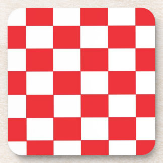 Dessous de verre Checkered rouges et blancs