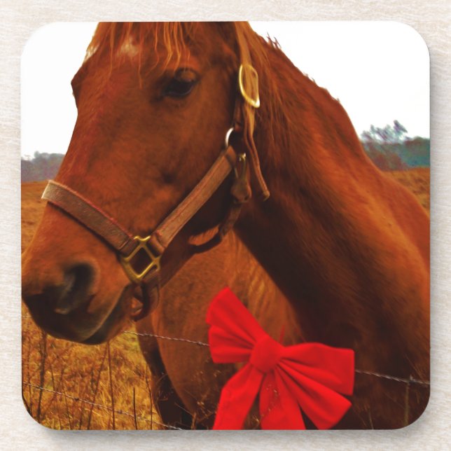 Dessous-de-verre Cheval avec Bow rouge (Devant)