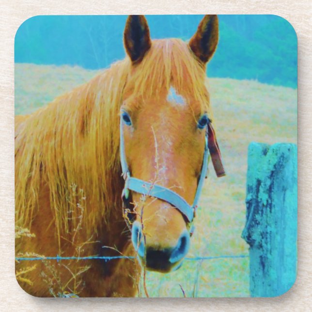 Dessous-de-verre Cheval bleu Denim teinté (Devant)
