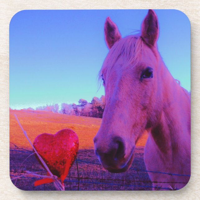 Dessous-de-verre Cheval Brown et Coeur Rouge (Devant)