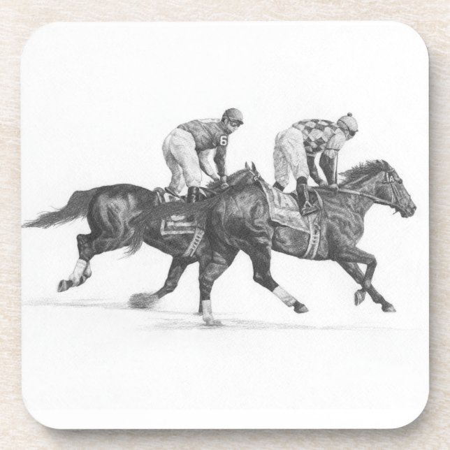 Dessous-de-verre Cheval de course de pur sang - ensemble de 6 (Devant)