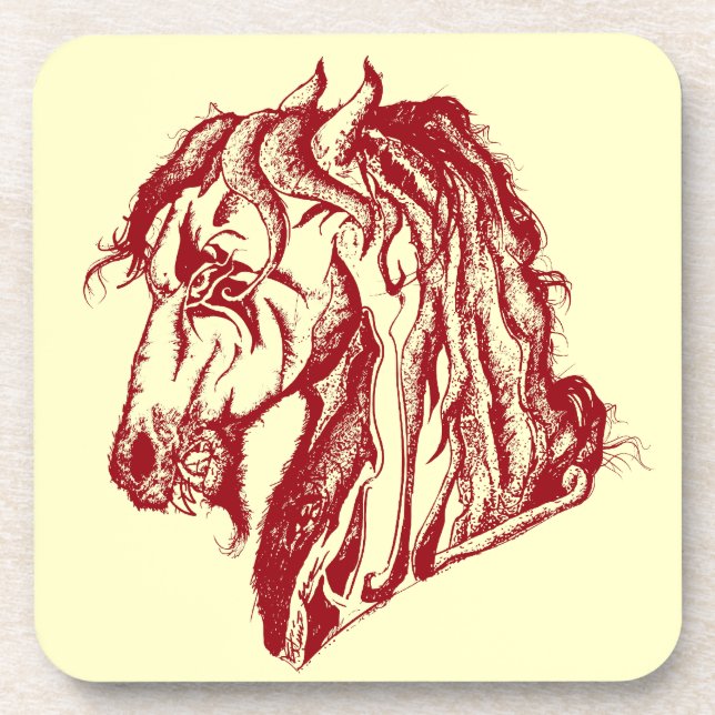 Dessous-de-verre Cheval diable en colère en rouge et choisir votre  (Devant)