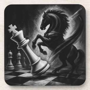 Dessous-de-verre Cheval Noir Dramatique vs Roi - Oeuvre audacieuse 