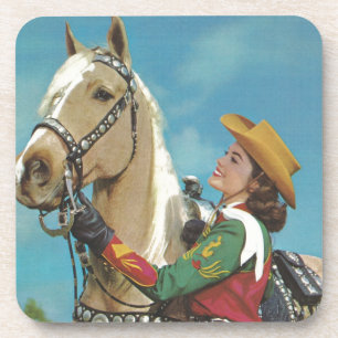 Dessous-de-verre Cheval occidental vintage de cow-girl et de