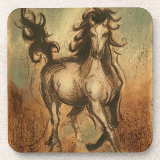 Dessous-de-verre Cheval sauvage et couleurs chaudes (Devant)