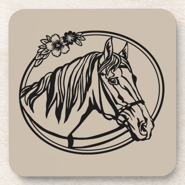 Dessous-de-verre Cheval tête avec fleurs (Devant)