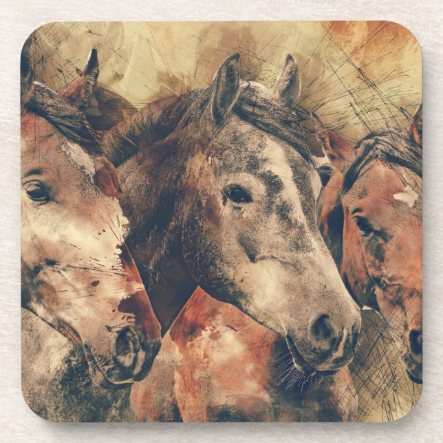 Dessous-de-verre Chevaux d'aquarelle (Devant)