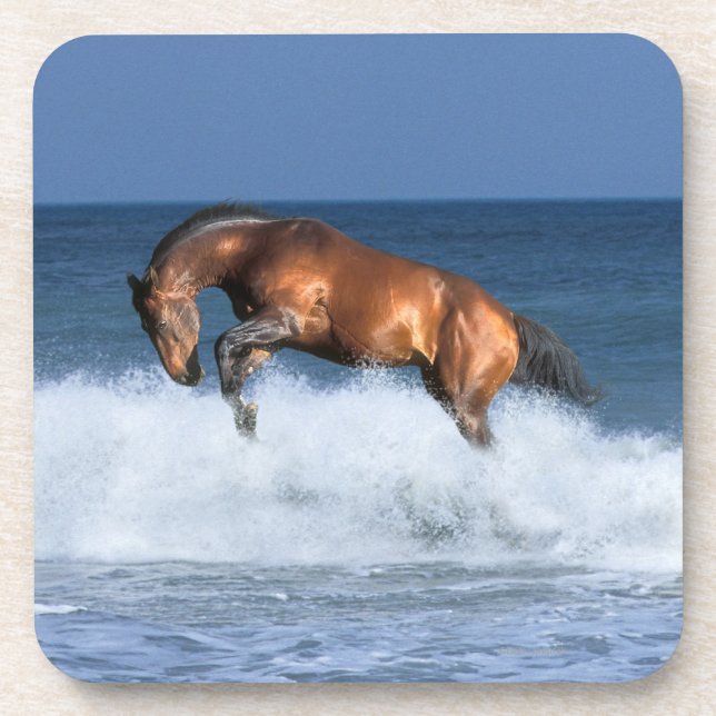 Dessous-de-verre Chevaux d'imaginaire : Selle Francais et mer (Devant)